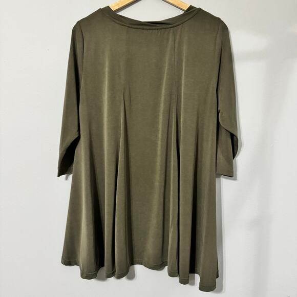 Umgee Top Size Small Tunic Army Green Longline Lagenlook Relaxed Stretch Modal - Picture 7 of 10